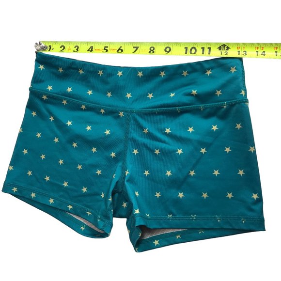IAB Hot Shorts Cycling Yoga Athletic Workout Crossfit Green Gold Stars Small - Picture 10 of 13